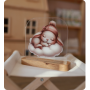 Світильник акриловий "Зайчик на хмаринці"